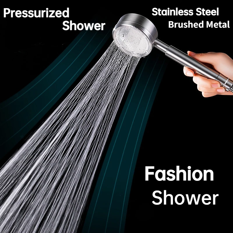 

High Pressure Shower Showers Head Handheld 304 Stainless Steel Rainfall Water Saving Bathroom Accessories