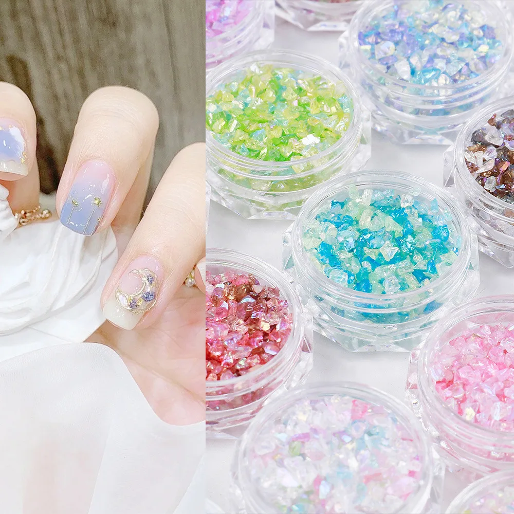 

Summer Mixed Color Crushed Ore Polarized Light Fine Glitter Illusion Stone Nail Accessories DIY Armor Material