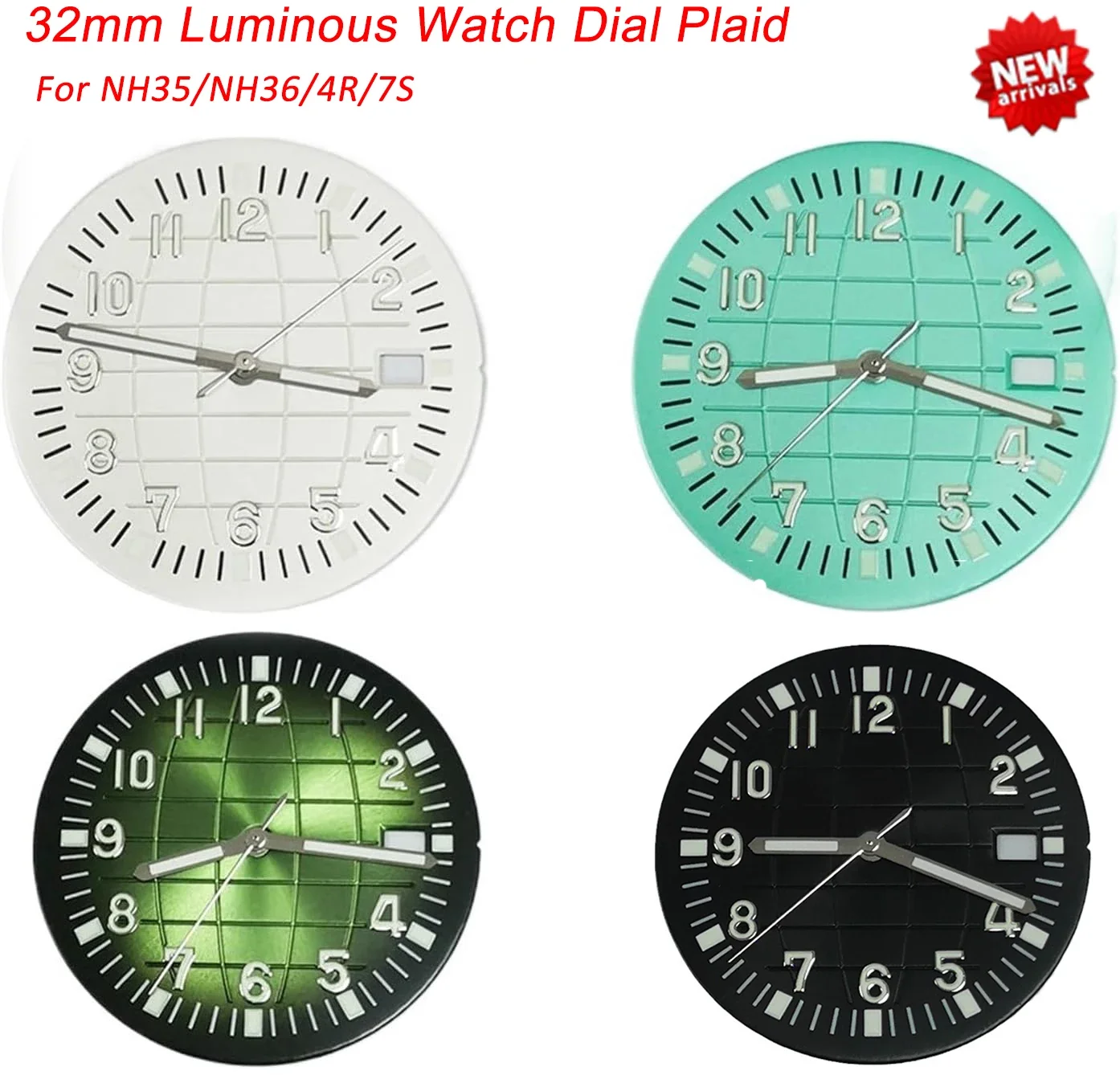 Набор светящихся циферблата для часов NH35/NH36/4R/7S 32 мм