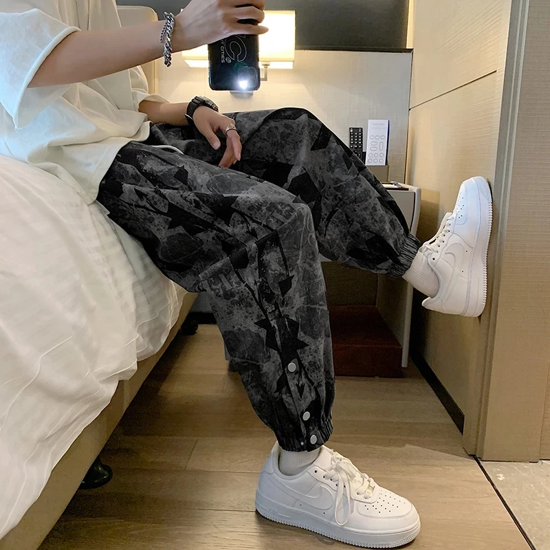 Men Casual Pants Joggers Harem Trousers Loose Ankle Length Camouflage Streetwear Male Casual Safari Style Hip-hop Fashion