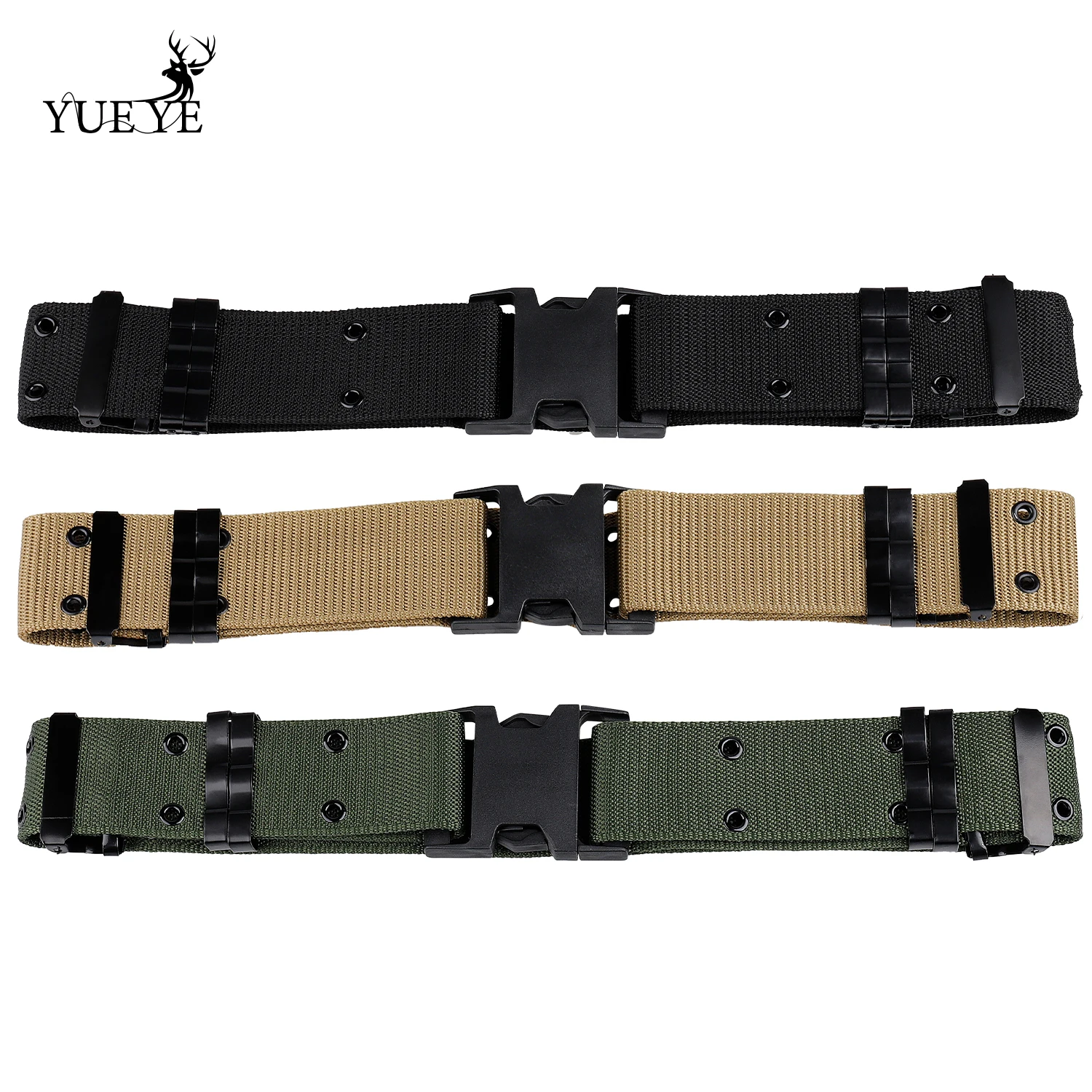 Men's Outdoor Hunting Tactical Belt Multifunctional Braided Nylon Belt 125cm Adjustable Multicolor Military Combat Outer Belt