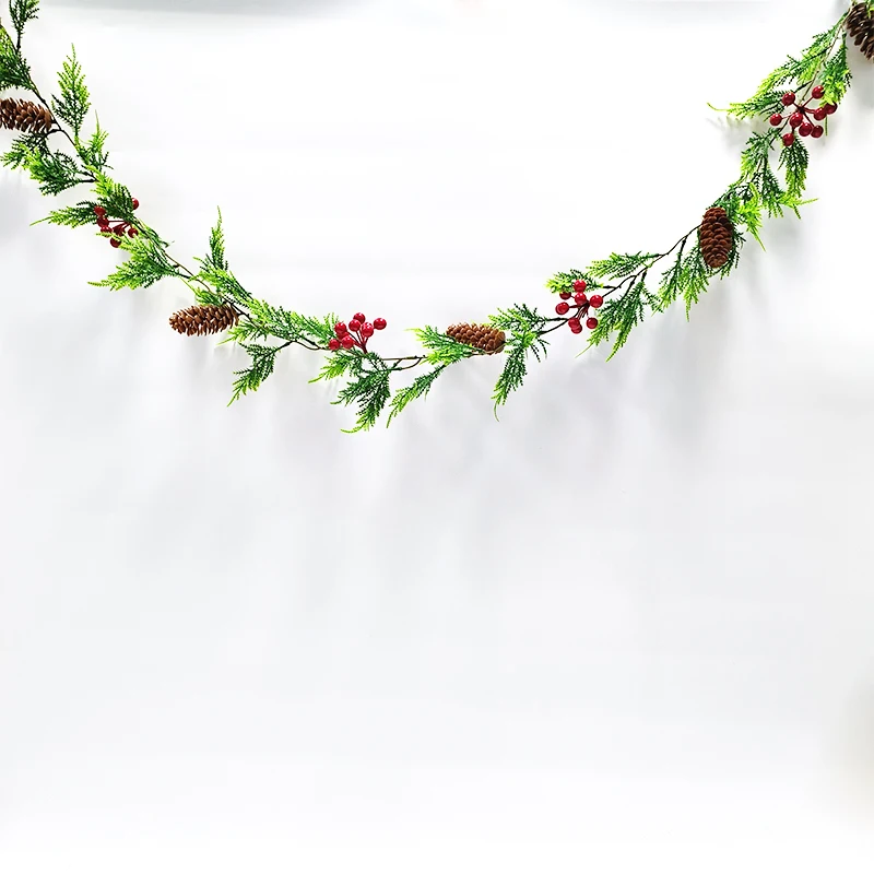 Искусственные зеленые растения яркая Новогодняя Рождественская гирлянда венки
