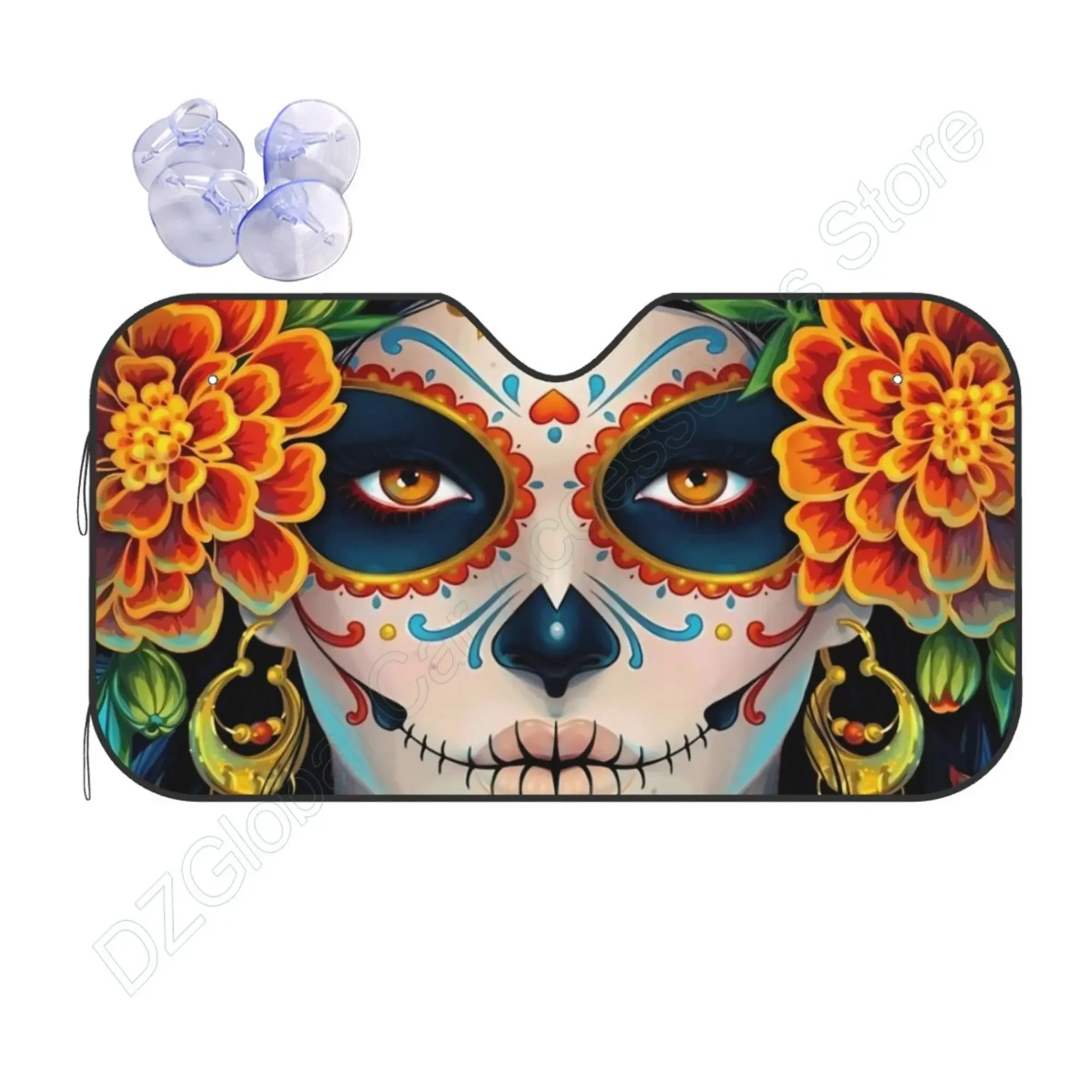 Gregtins Сахарные черепа и розы День мертвых Солнцезащитный козырек на лобовое