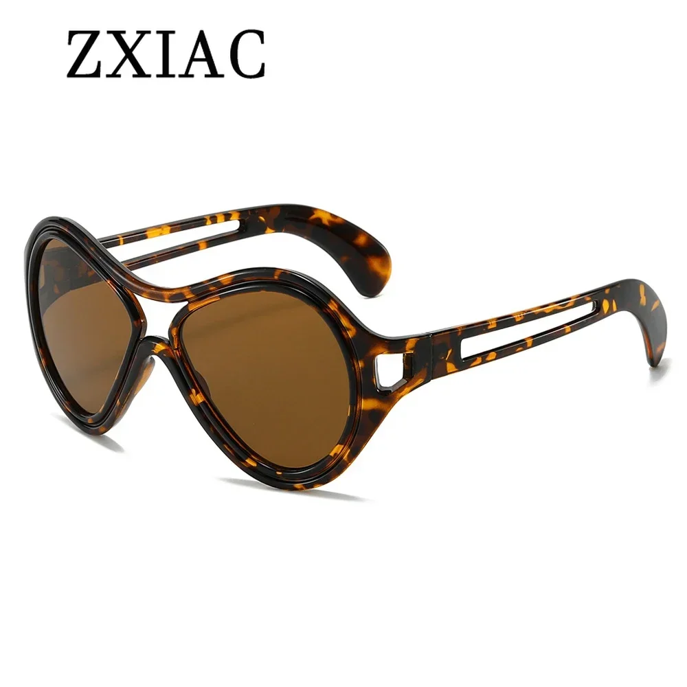ZXIAC Retro Trendy Cat Eye Sunglasses Women Funny Party Lens Prom Sun Glasses Men Hollow Temples Large Frame Shades UV400
