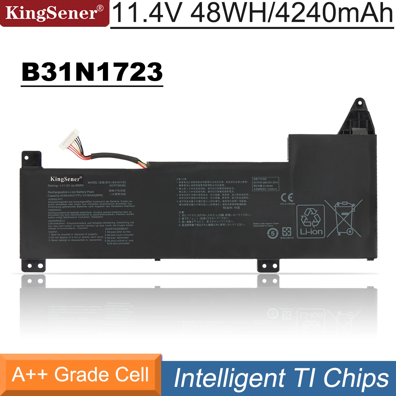 KingSener B31N1723 Аккумулятор для ноутбука ASUS VivoBook X570 X570DD X570UD X570ZD FX570UD FX570ZD K570UD K570ZD R570UD R570ZD