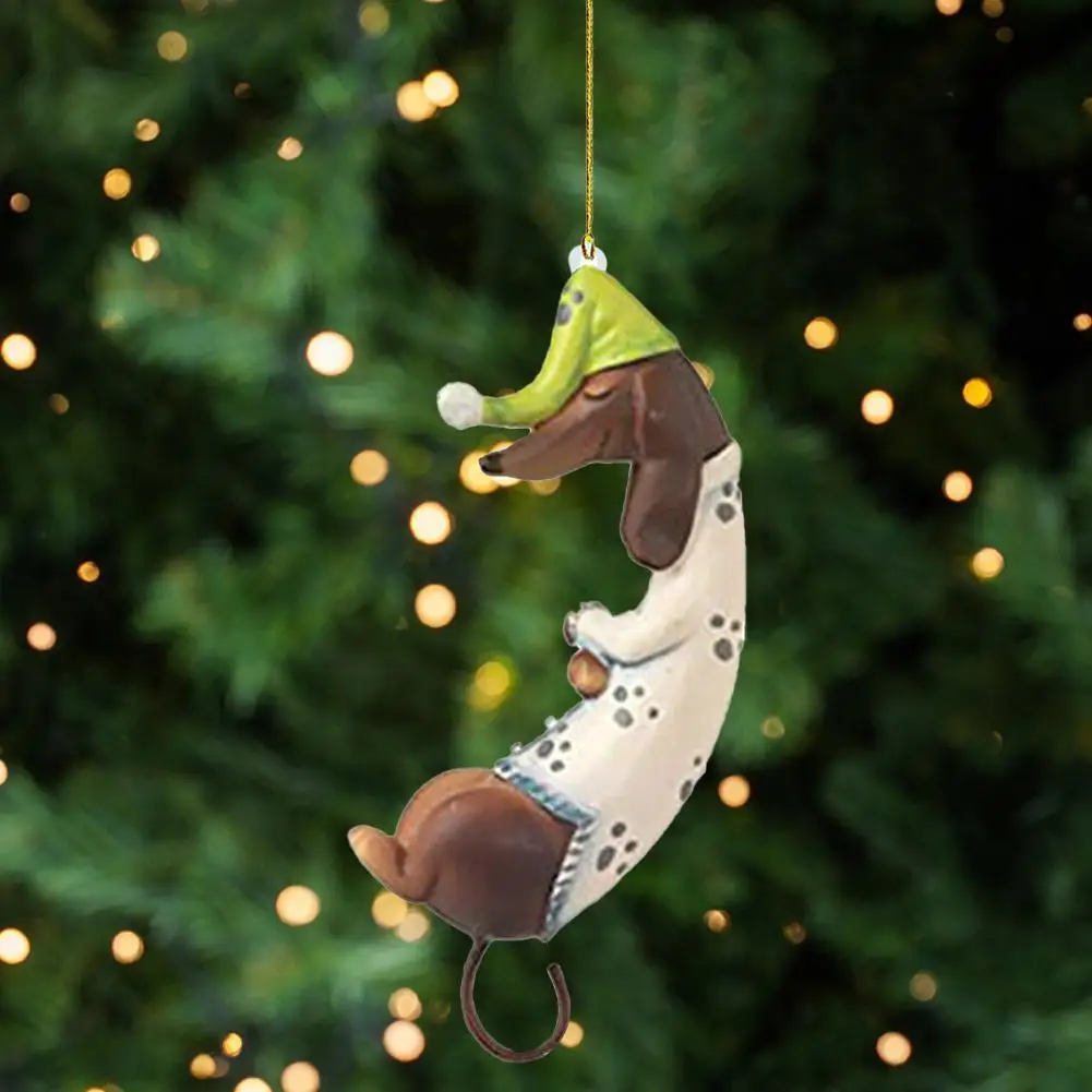 

Car Pendant Cute Dachshunds Dog Christmas Tree Ornament Holiday Ornaments Mirror Craft Rearview Interior Hanging Auto Party J2P8