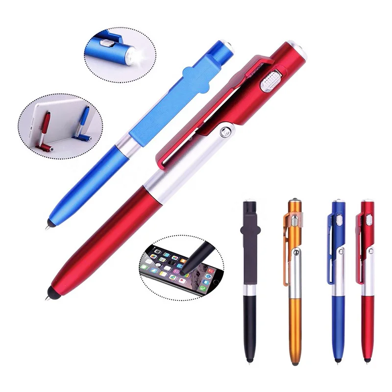 multifunction phone stand holder ballpoint pen 4 in 1 folding led light ballpoint pen stylus school office stationery supplies free global shipping