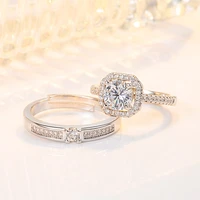 100 real 925 sterling silver fl 1 5 carat diamond ring unisex anillos de silver 925 jewelry diamond anle women men bizuteria