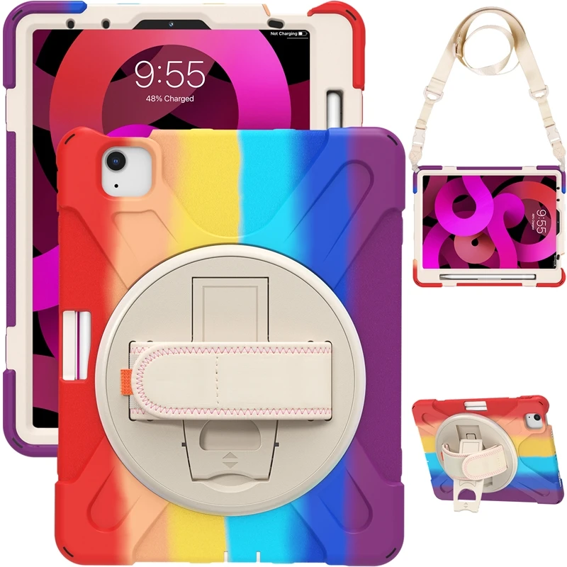 

Цветной противоударный силиконовый чехол с подставкой для iPad Pro 11, 12,9, 2018/2020, 2021 ,Air 4, 10,9 дюйма