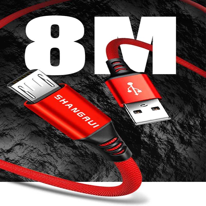 3m/5m/8m Multiple Lengths Micro Usb Cable Fast Charging Speed Effective PVC Protection For Android Xiaomi Phone Wire |