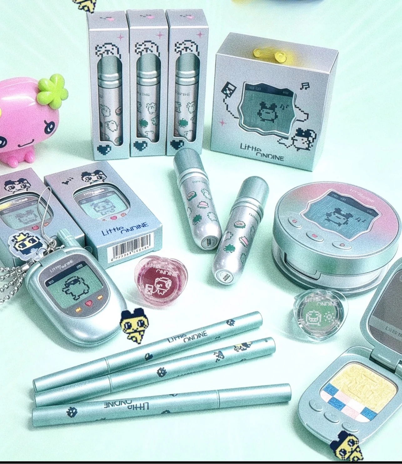 Фото Набор для макияжа лица Little Ondine All-in-One: перламутровые тени для век, румяна, помада, фиксирующая пудра, карандаш для бровей и подводка для глаз — полный комплект для красоты №1