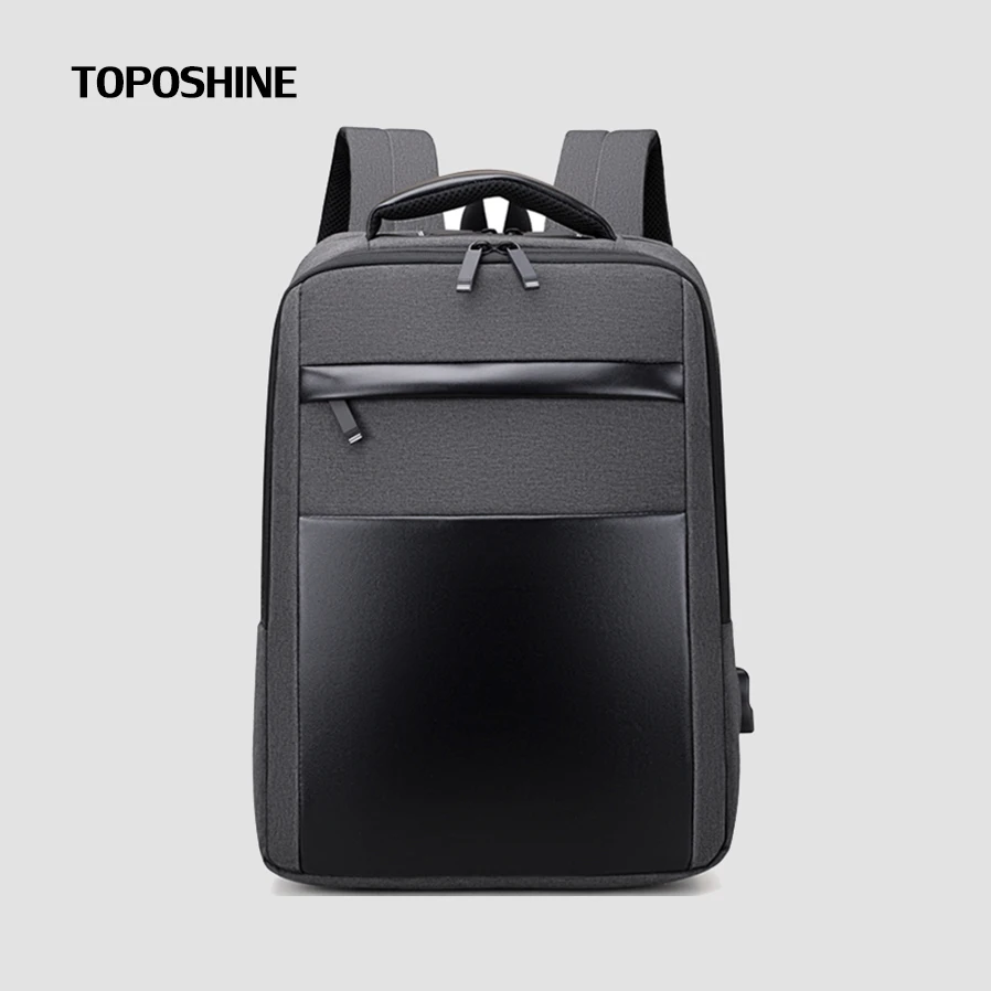 

Toposhine Breathable Mesh Back Panel Travel Backpack Charging USB 15.6 Inch Laptop Backpack High Density Oxford Men Backpack