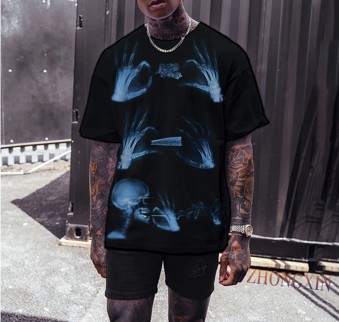 

Summer New Hip Hop Black Soul Street Men's T-shirt Ghost Claw Harajuku Summer Short Sleeve 3D Printing Fashion Loose Top