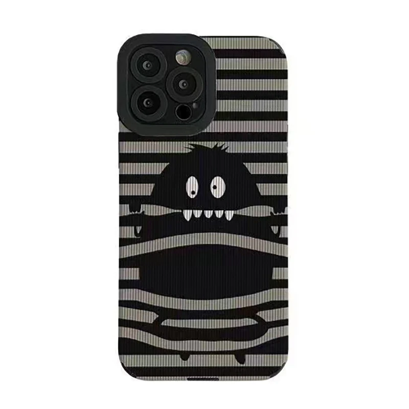 

Leatherette Cartoon Monster Phone Case For Iphone 14 13 Pro Max 11 12 Mini Pro 7 8 Plus X Xs Max Xr 13Pro Lens Protection Fundas