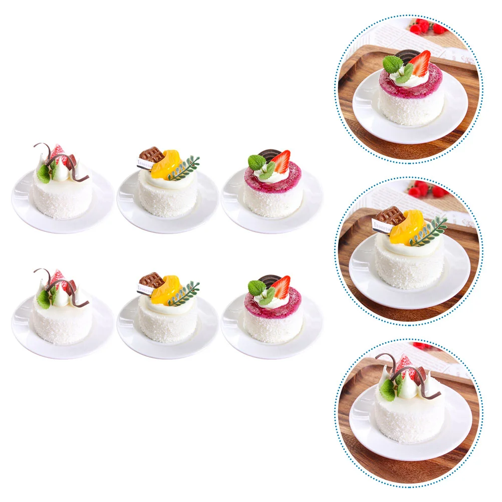 

6 Pcs Fake Bread Artificial Food Cake Model Fruit Decoration Dessert Wedding Props