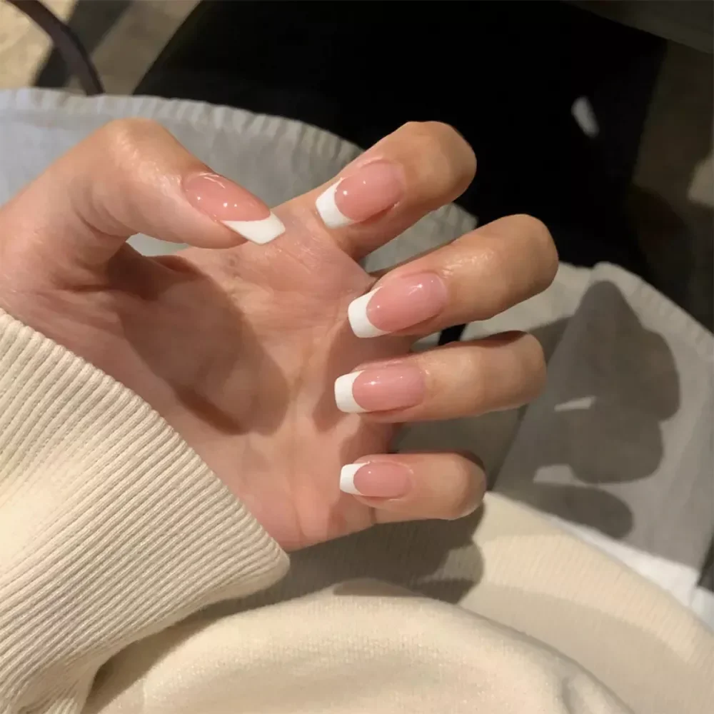 

NEW IN 24pcs French Nails For Women Simple Pink Ins Style Fake Nails Acrylic fake Full Tips False press on nail