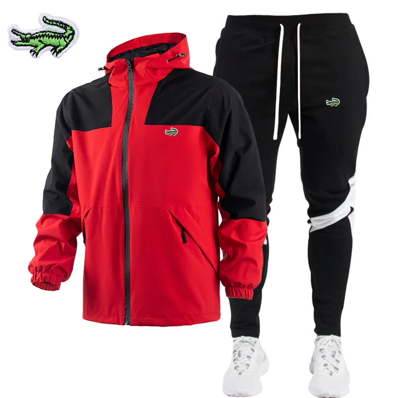 

Cartier brand embroidery new spring and autumn men's jacket suit casual suit splicing pants baseball stand collar jacket high