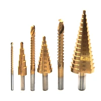 6pcsset hss titanium drill bit 4 12 4 20 4 32 drilling power tools metal high speed steel wood hole cutter cone drill