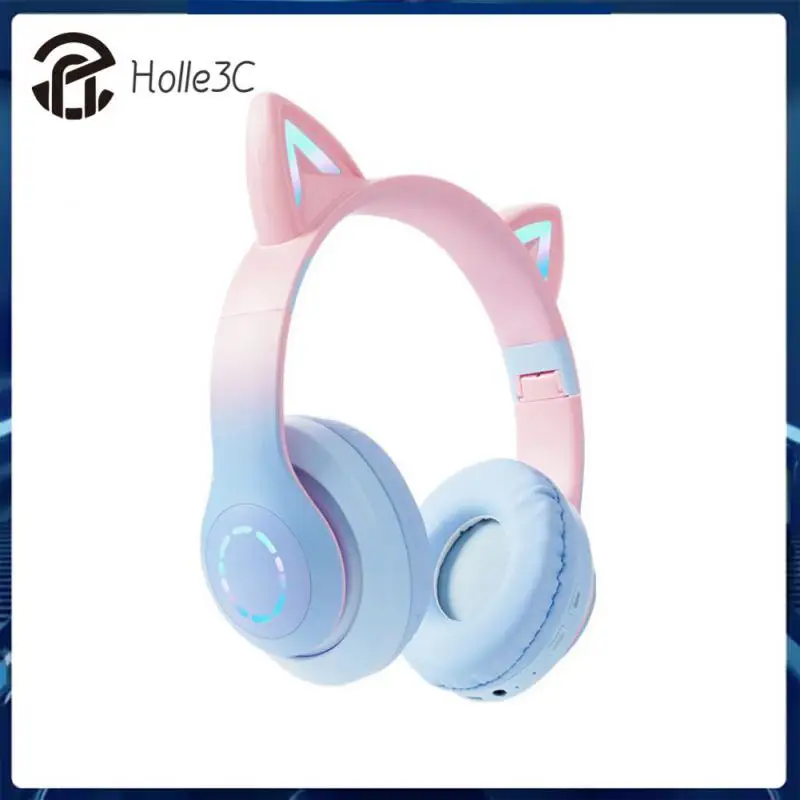 

Gaming With Mic Music Earbuds Foldable Cat Ears Headset Led Flash Light Wireless Headphone Phone Headsets Tws Stereo