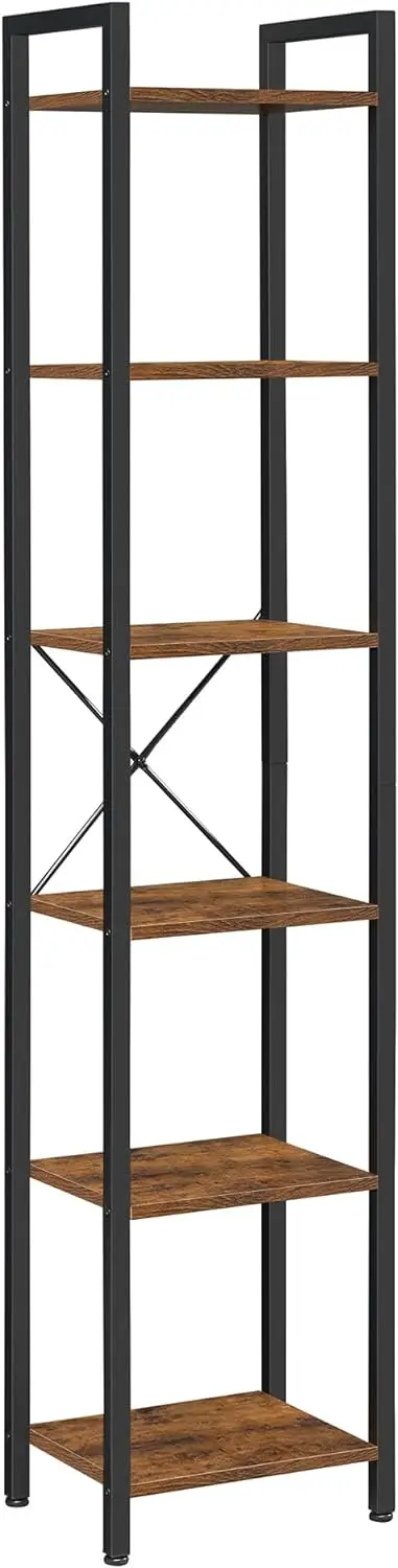 

Tall Bookshelf, Narrow Bookcase with Steel Frame, Skinny Book Shelf for Living Room, Home Office, Study, 11.8 x 15.7 x 73.8 Inch