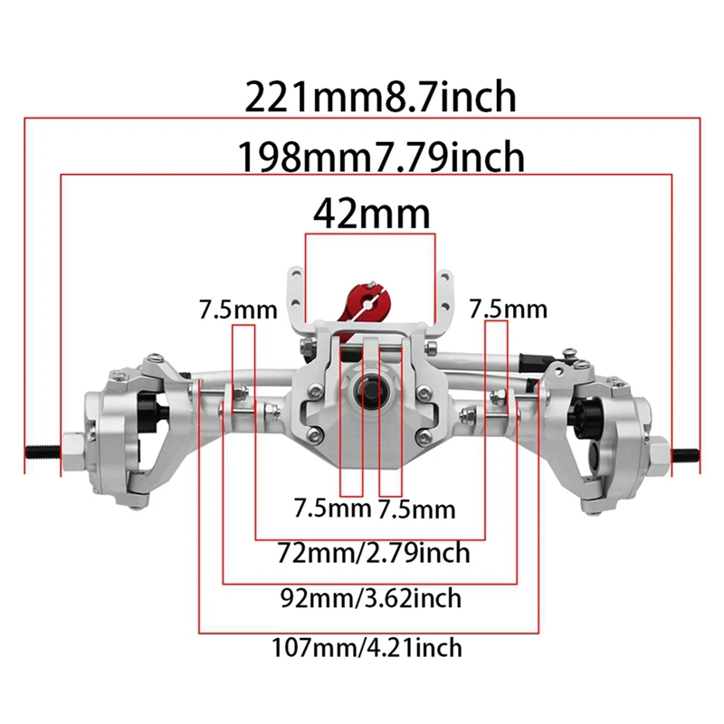 Обработанная на станке с ЧПУ встроенная передняя и задняя портальная ось для 1/10 RC