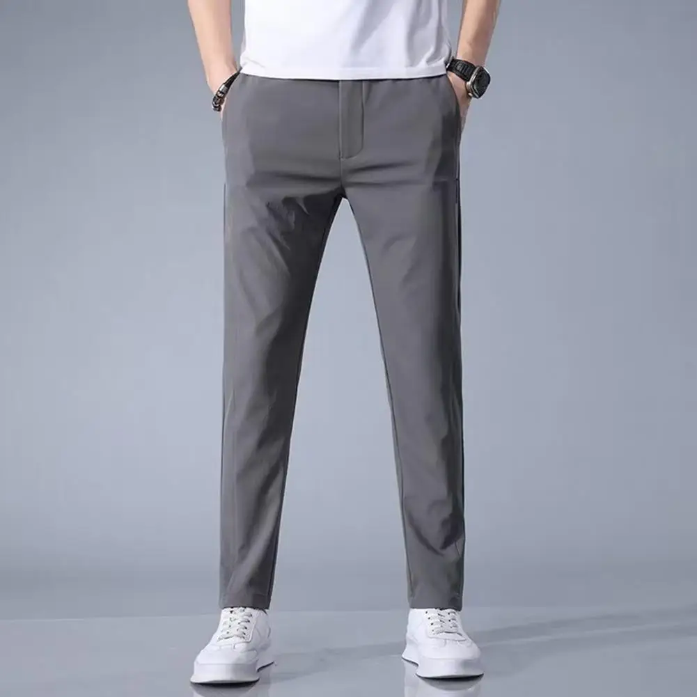 

Men Summer Trousers Elastic Waist Trousers Ice Silk Men Summer Trousers