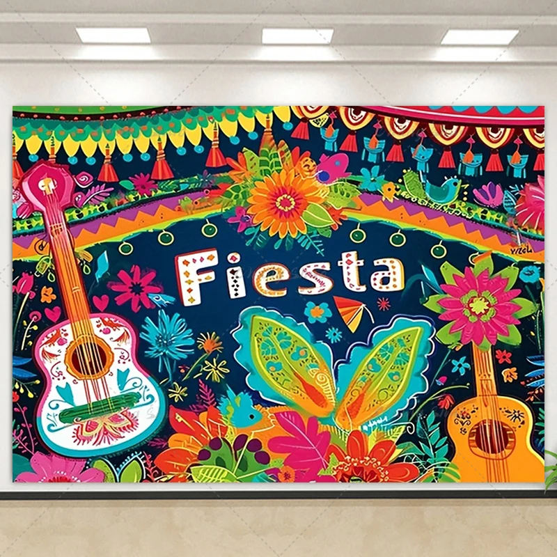 Мексиканский стиль тематический фон ткань праздник искусственный торт