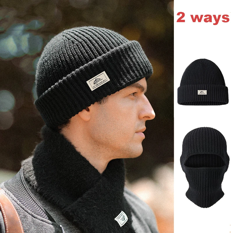 

Cotton Balaclava Hat for Man 2022 Trendy Label Beanies Hats for Men Face Mask Ski Winter Cap