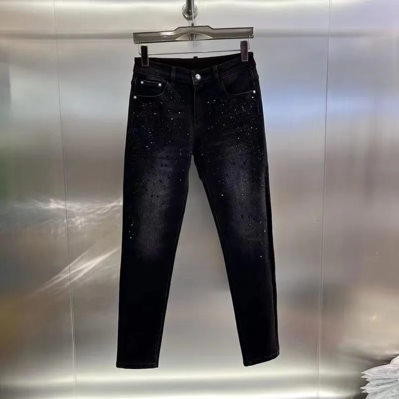23SS Pants Men's Casual Fashion Slim Fit Long Jeans Luxury Brand Business Denim Trousers Stretch Elastic Pants Quality Jeans