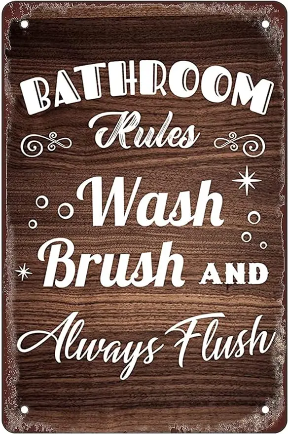 

Bathroom Rules Metal Tin Sign For,Wall Decor For Home Bars,Restaurants,Cafes Pubs nostalgic Retro metal Funny sign gift 8x12in