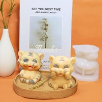 cute tiger silicone mold 2022 new year chocolate dessert baking fondant cake decorating tools diy gypsum ornaments making mould