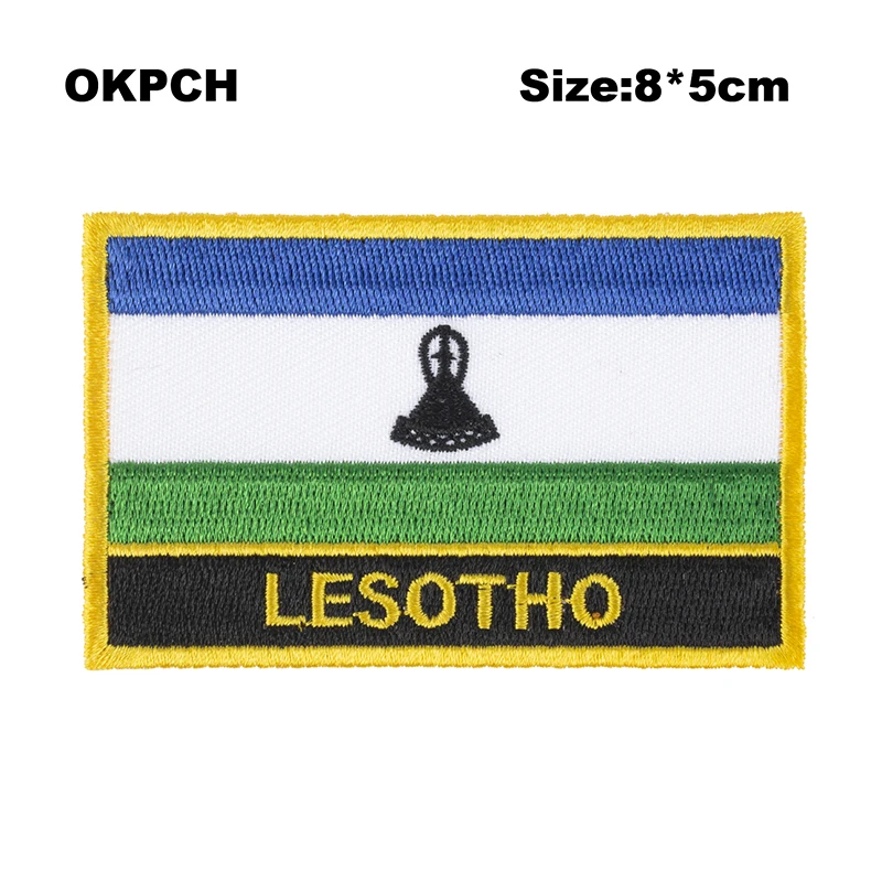 

Lesotho Flag Embroidery Patches Iron on Saw on Transfer patches Sewing Applications for Clothes in Home&Garden