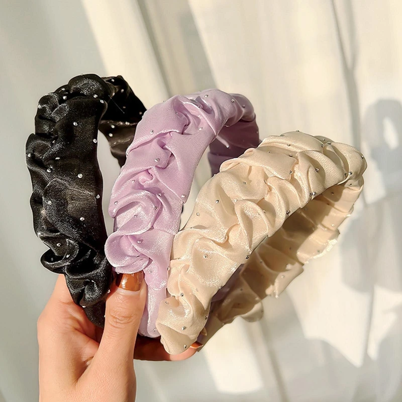 

Point Pleated Mesh Headband Hair Band Wrinkled Bright Silk Hair Hoop Makeup Headband Wide Brimmed Hair Accessories