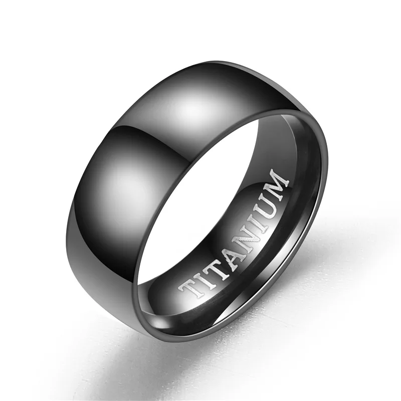 

Personalize Stainless Steel Beveled Edge Brushed Center Ring for Men Women Black Wedding Band Custom Name Letter Date Ring
