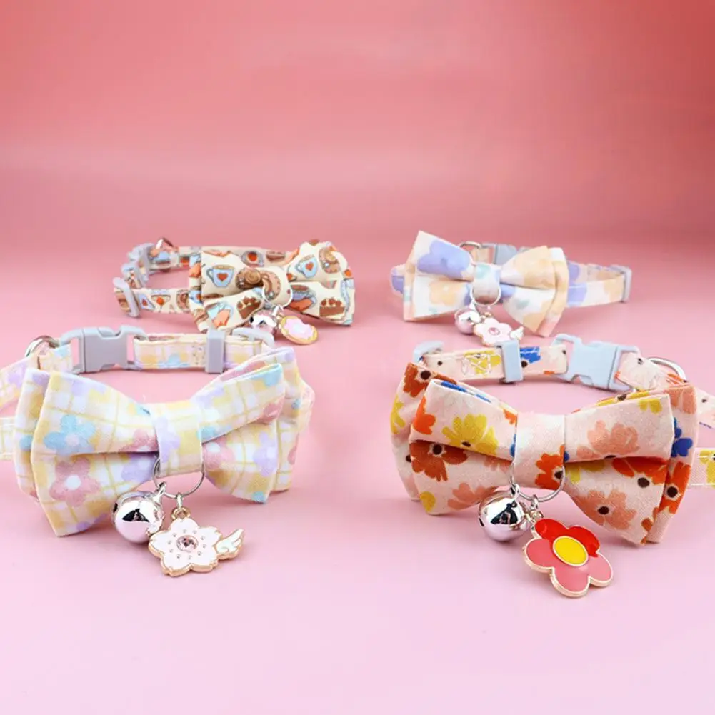 

Exquisite Beautiful Pretty Cats Butterfly Bows Collar with Bell Fine Workmanship Kitten Collar Adorable Cat Supplies