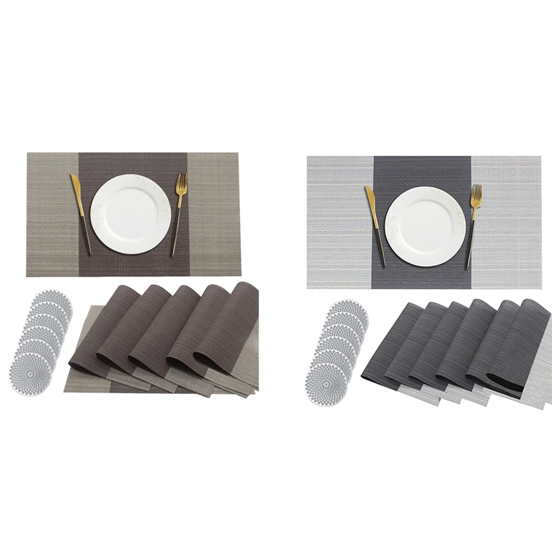 

Placemat Set Of 6 Heat Resistant Placemats Washable PVC Placemats Wear-Resistant For Table