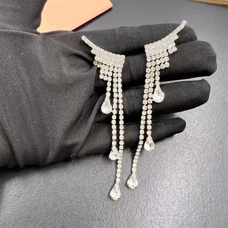 

Luxury Brand Designer Vintage Fashion Long Crystal Stud Earrings For Women 2023 New Jewelry For Women Earring Gift Free Shipping