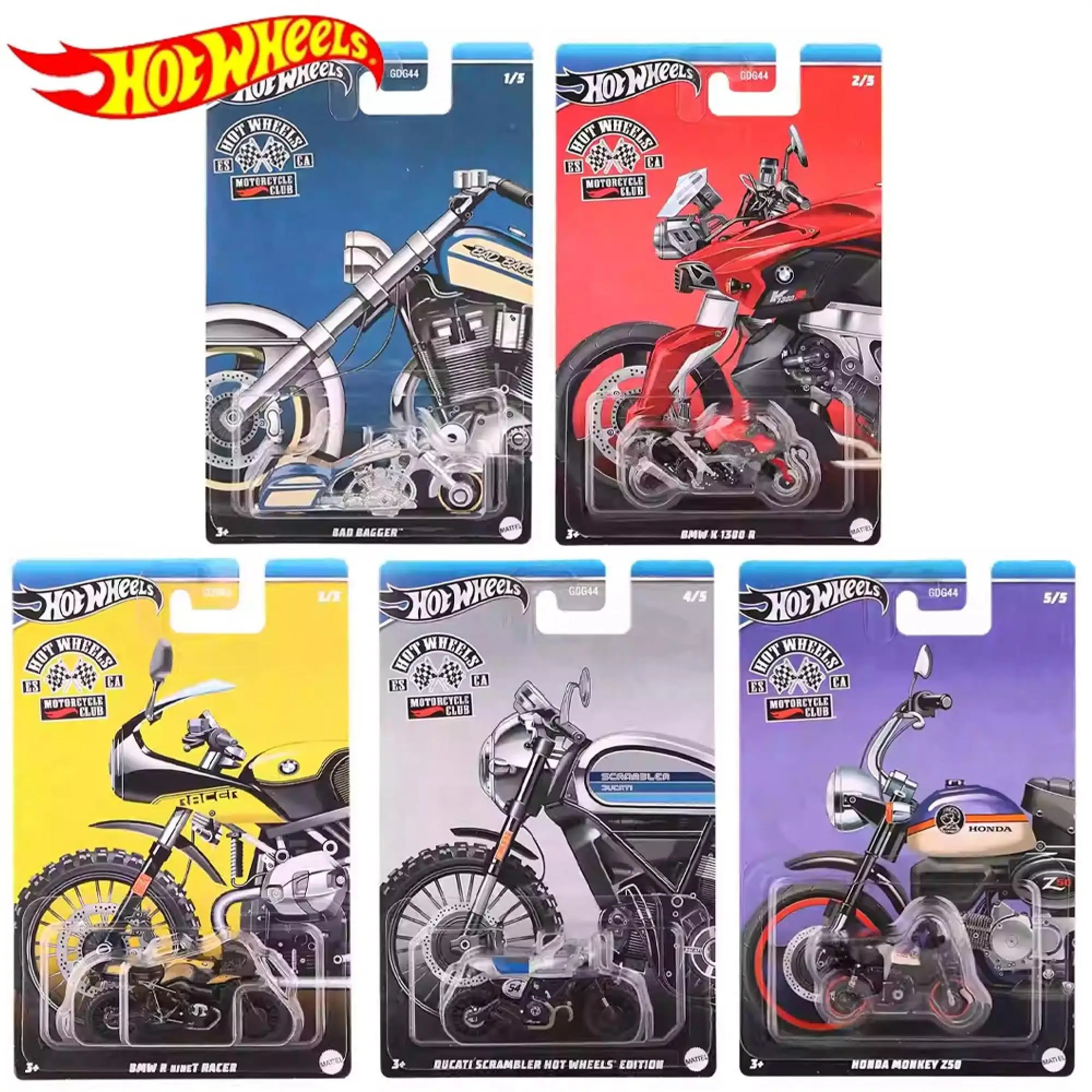 5 шт. Gdg44 Hot Wheels Cars Bad Bagger Bmw 1300R Ninet Racer Touring Литая под давлением модель автомобиля из