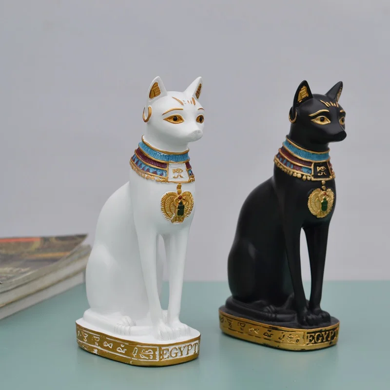 

Egyptian Cat Resin Craft Vintage Home Decor Modern Baster Goddess God Pharaoh Figurine Statue for Table Ornaments Gift