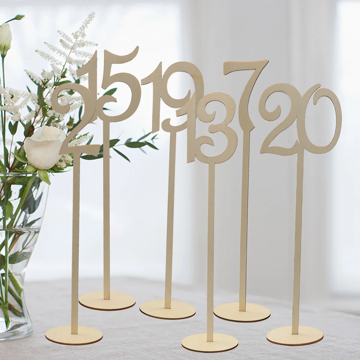 

40pcs Wooden Table Numbers 1- 40 Wedding Table Vintage Wood Numbers Cutout with Base for Wedding Reception and Wedding Table