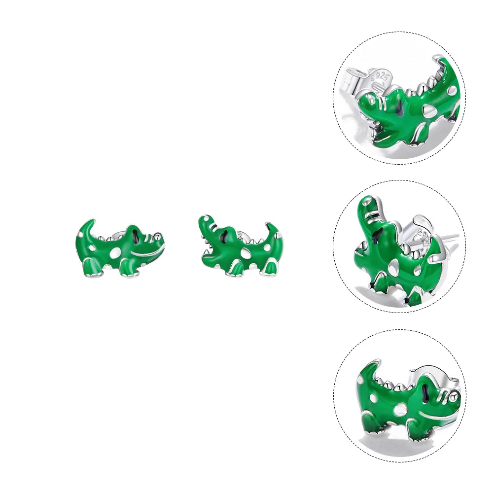 

1 Pair Girl Crocodile Studs Creative Crocodile Fashion Accessory