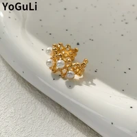 fashion jewelry hollow metal earcuff earrings popular style simply design golden color pearl clip earrings for women girl gifts