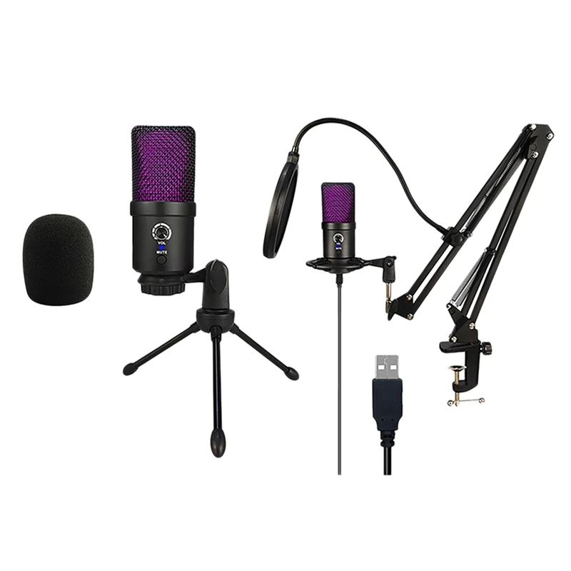 

Hot U780 RGB Microphone Bundl,Condenser Microphone Live Broadcast Mic For Karaoke Podcast /Youtube Video Recording Mic