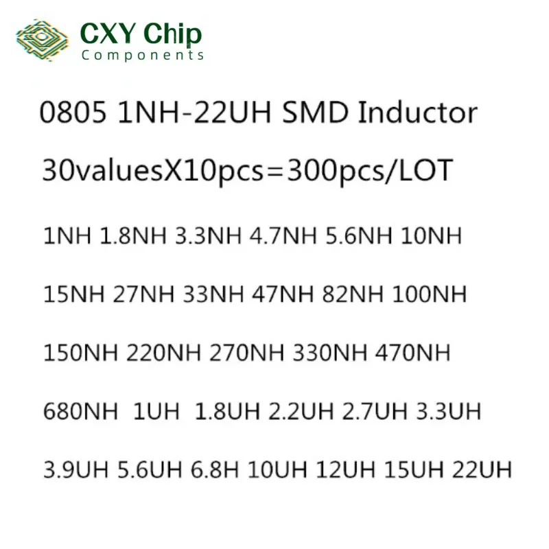 0805 SMD индуктор 30 значенийX10 шт. = 300 шт./лот 1NH-22UH пакет электронных компонентов