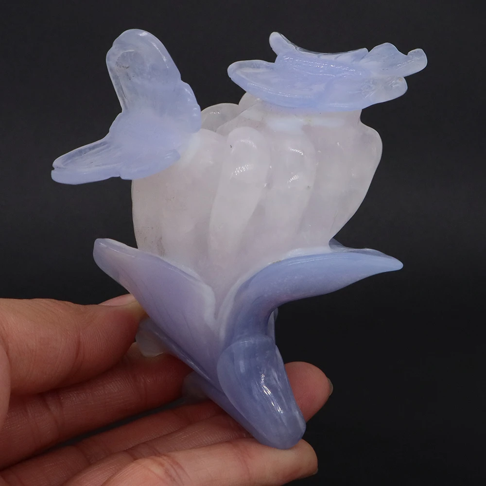 

Натуральный синий халцедон агат геод кристалл цветок бабочка