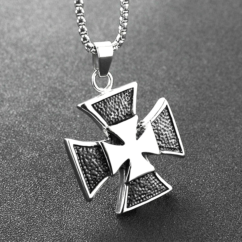 

New Retro Cross Shape Pendant Necklace Men's Neck Chain Fashion Metal Sliding Double Cross Pendant Accessories Gifts Jewelry2022