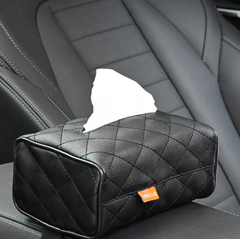 

PU Leather Car Tissue Box Cover Sun Visor Chair Back Hanging Type Car Tissue Box