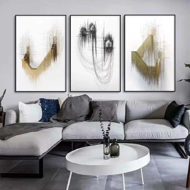 Абстрактная Минималистичная линия трехмерная роспись индивидуальный постер для