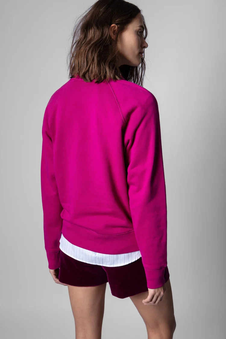 

Streetwear Style Women Letter Embroidery O-Neck Cotton Pullovers Loose Sweatshirts