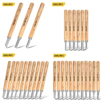 deli 361012 pcs carving knife set wooden handle sk2 cutter head multifunctional woodworking portable hand diy carve knive